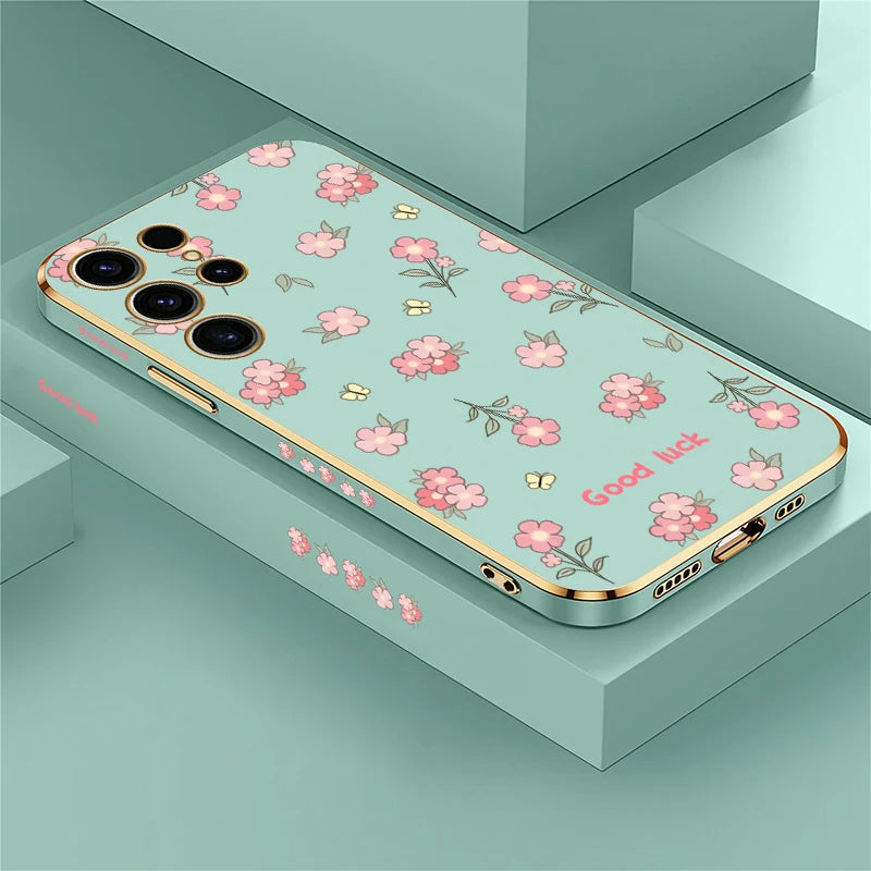 Elegant Flower Print Plating Case - Samsung