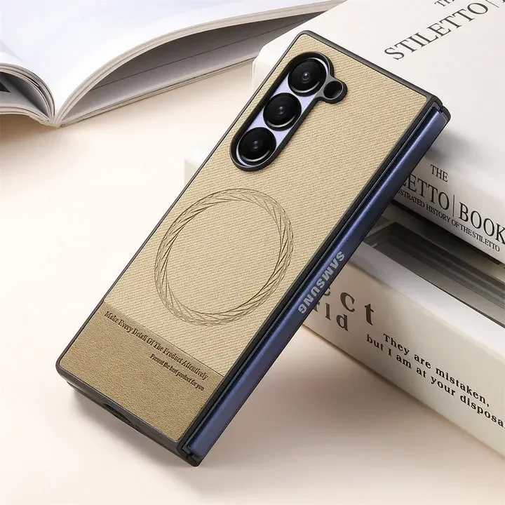 Galaxy Z Fold Series Luxury Leather Magnetic Case-Samsung