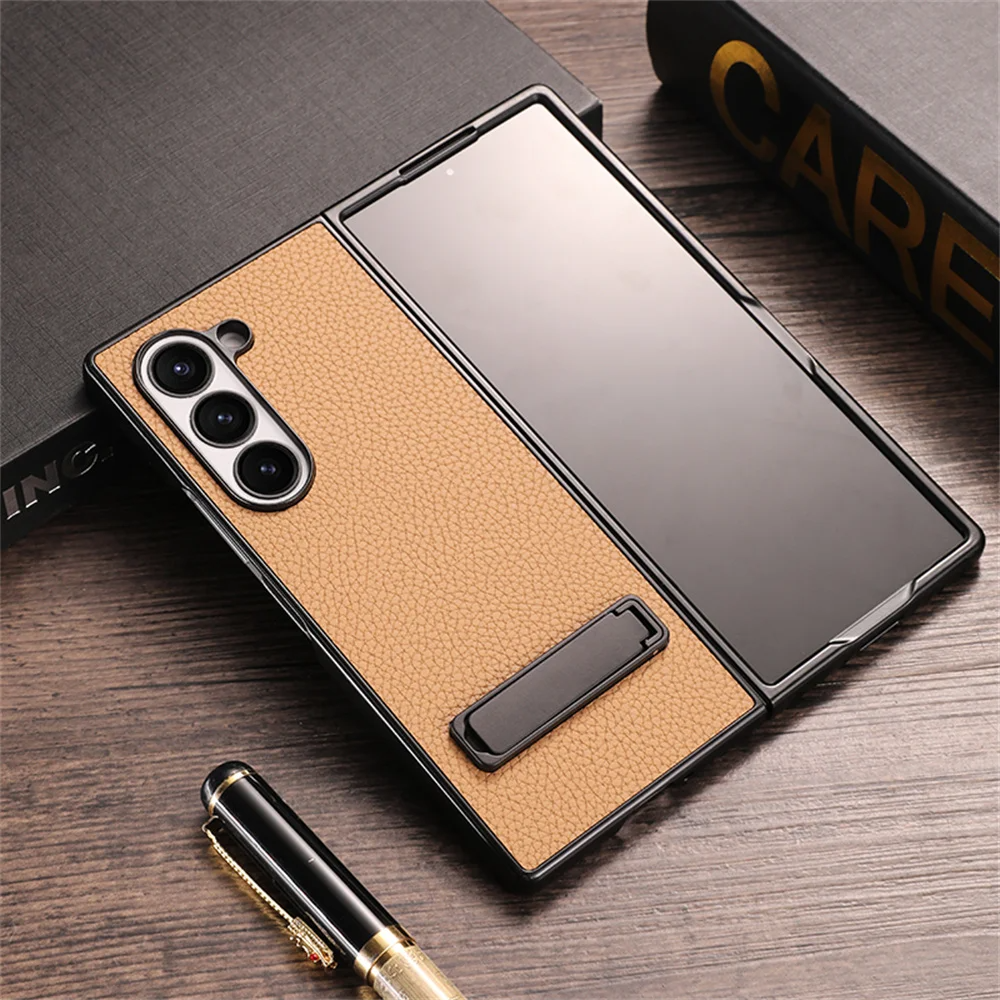 Galaxy Z Fold6 - Business Leather Invisible Stand Case