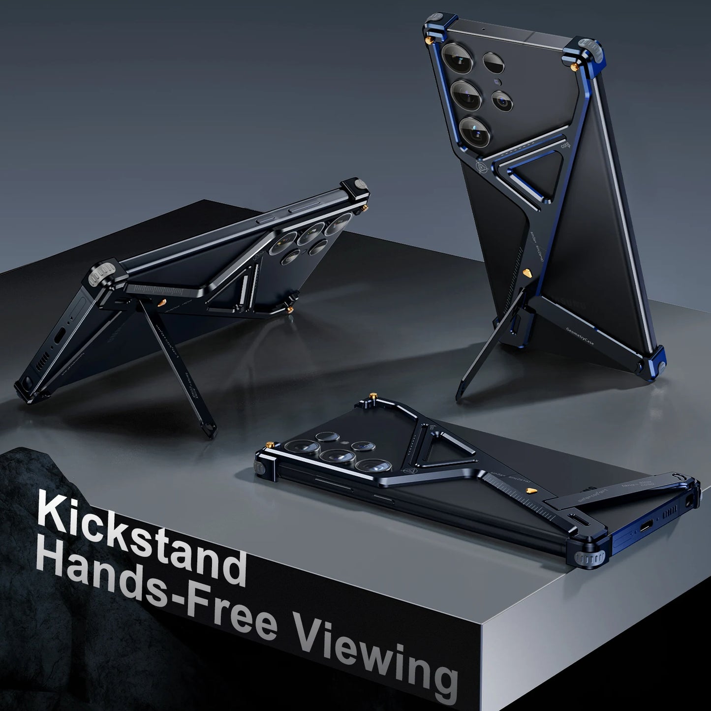 Rugged Titanium Alloy Shield Kickstand Case - Samsung