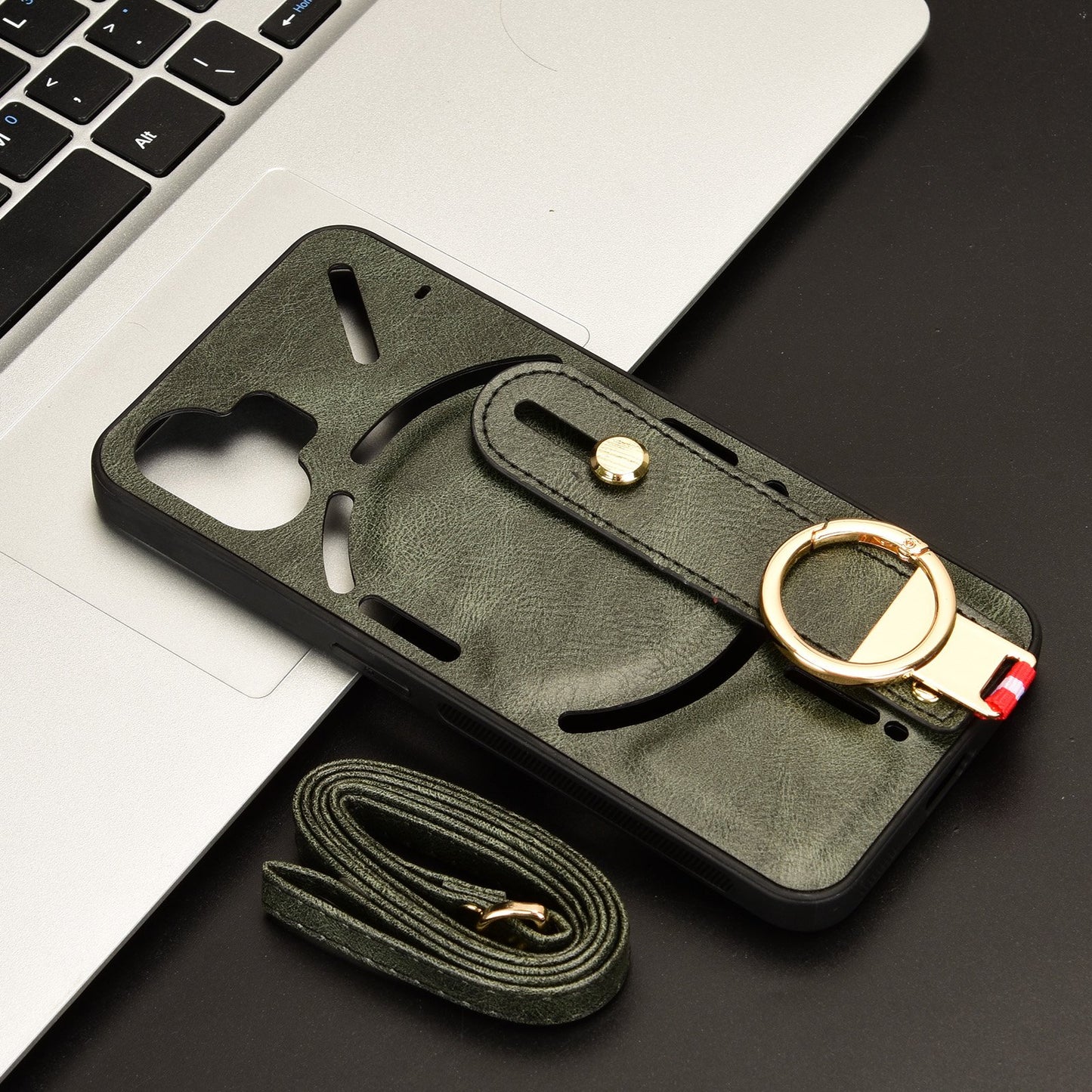 Deluxe Leather Anti-Slip Wrist Strap Case - Nothing