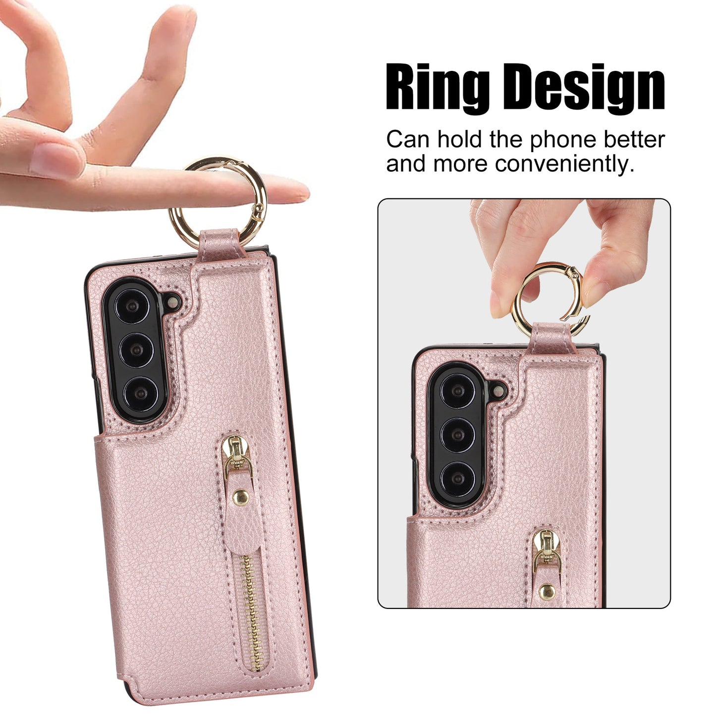 Elegant Ring Leather Wallet Case - Samsung