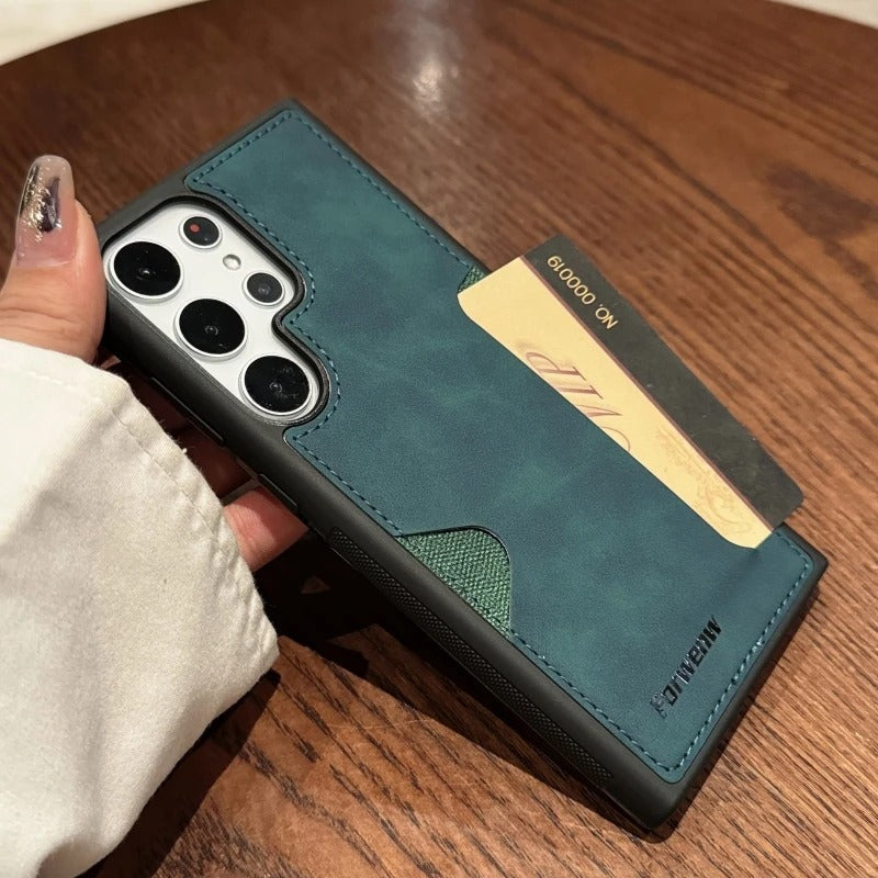 Premium Leather Card Holder Case - Samsung
