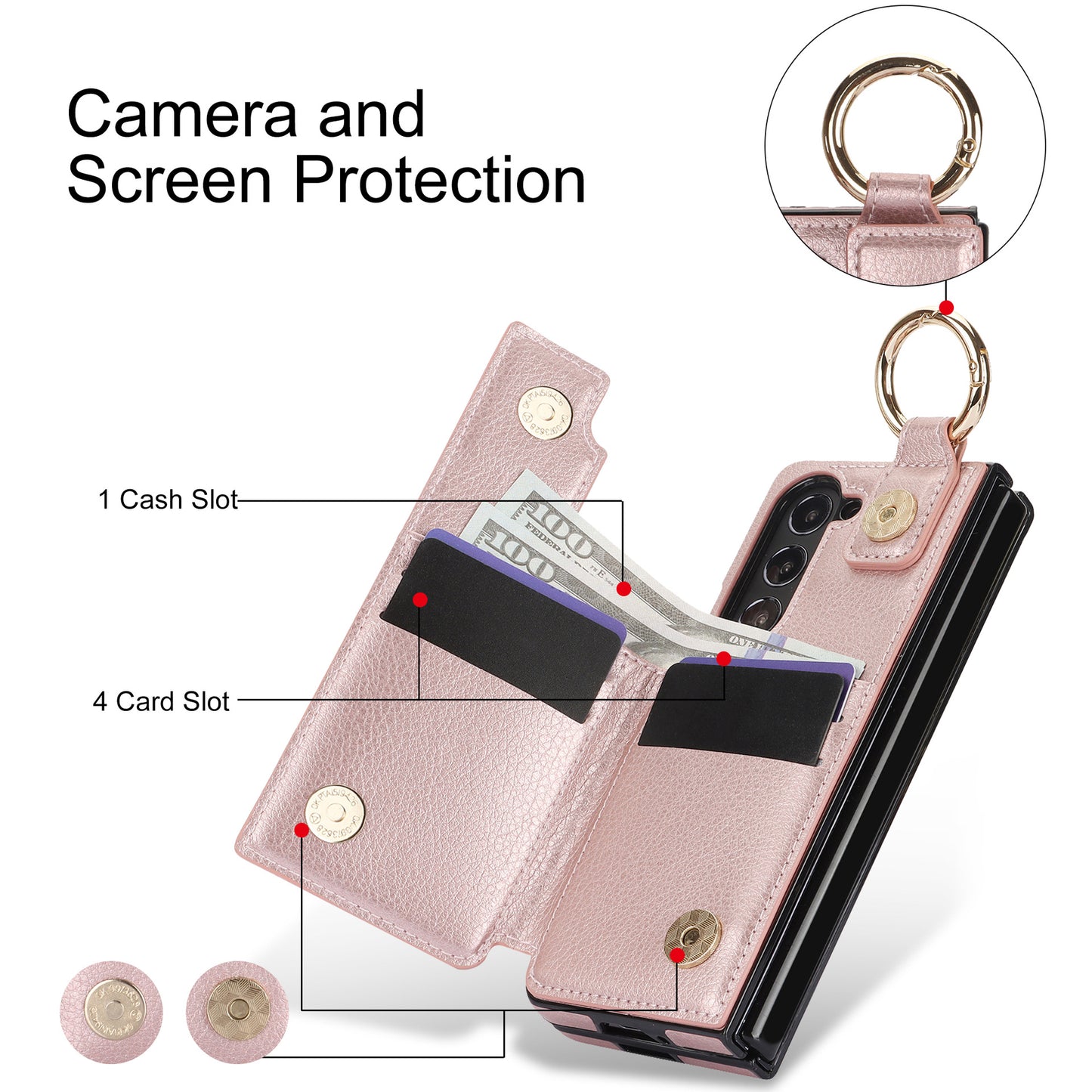 Elegant Ring Leather Wallet Case - Samsung