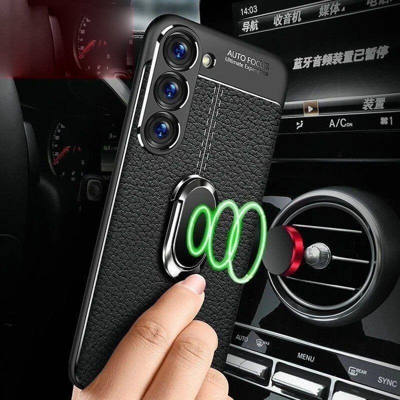 Sleek Urban Leather Ring Holder Case - Samsung