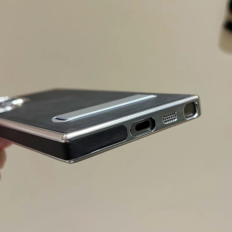 Premium Leather Armor Style Kickstand Case - Samsung