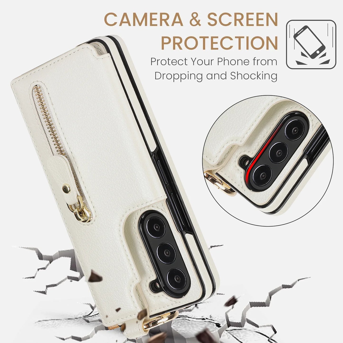 Elegant Ring Leather Wallet Case - Samsung