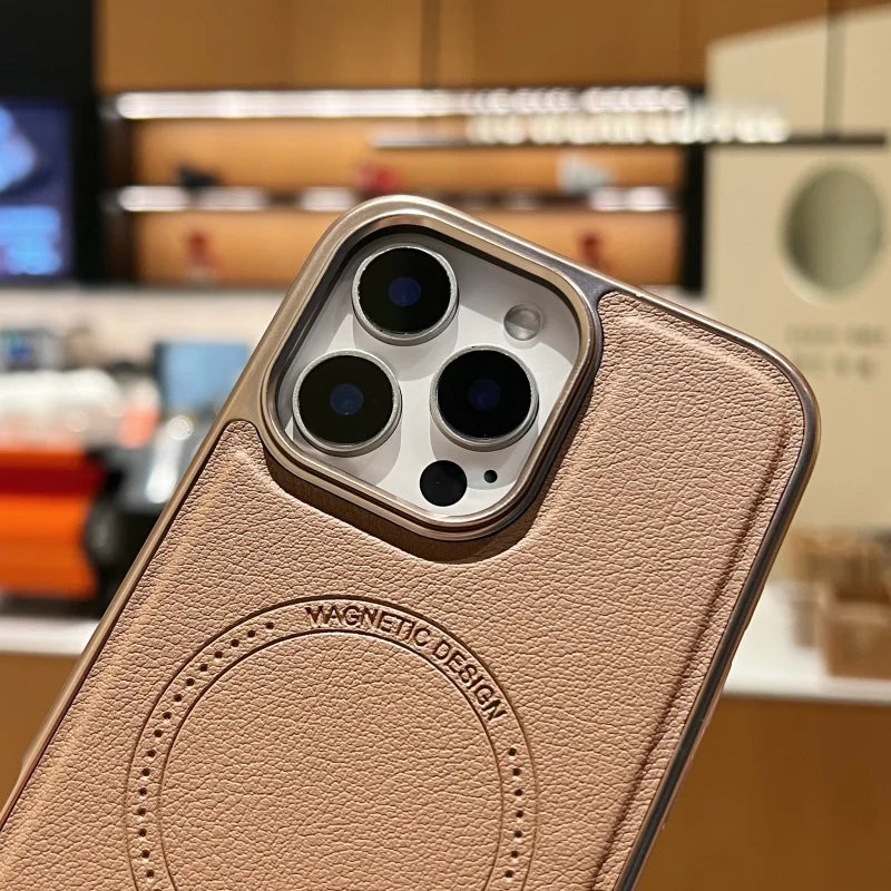 Edge Glow Sleek Electroplated Leather Case - iPhone