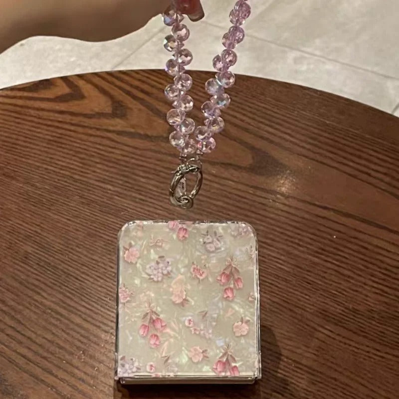 Galaxy Z Flip Series Cherry Blossom Petal Beaded Charm Case