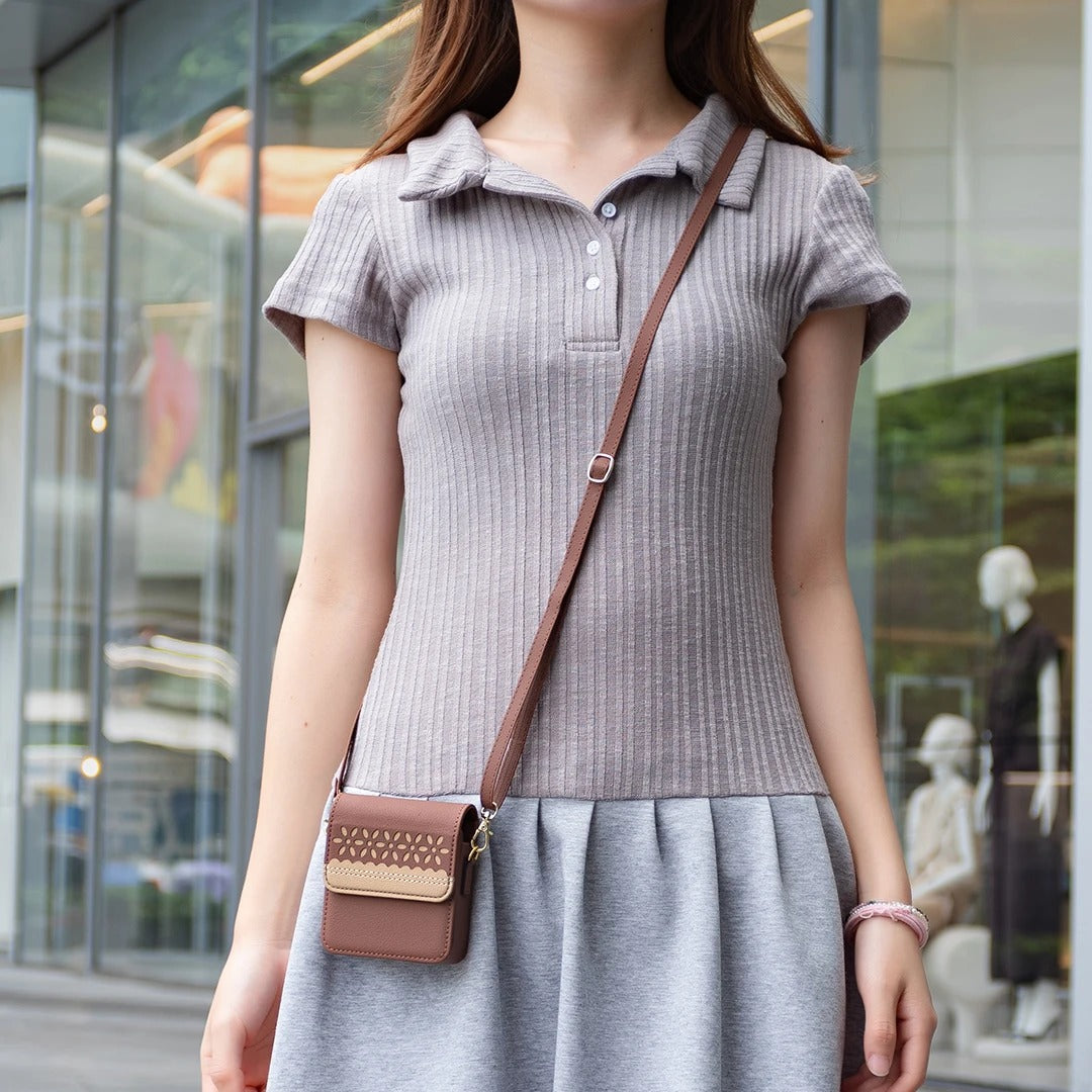 Elegant Floral Phone Crossbody Bag