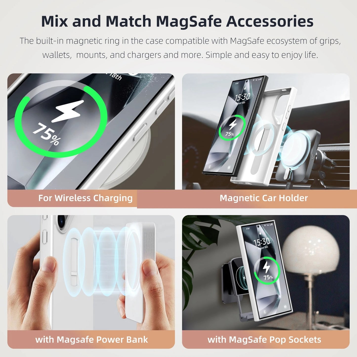 Luxury Magnetic Finger Grip Kickstand Case - Samsung