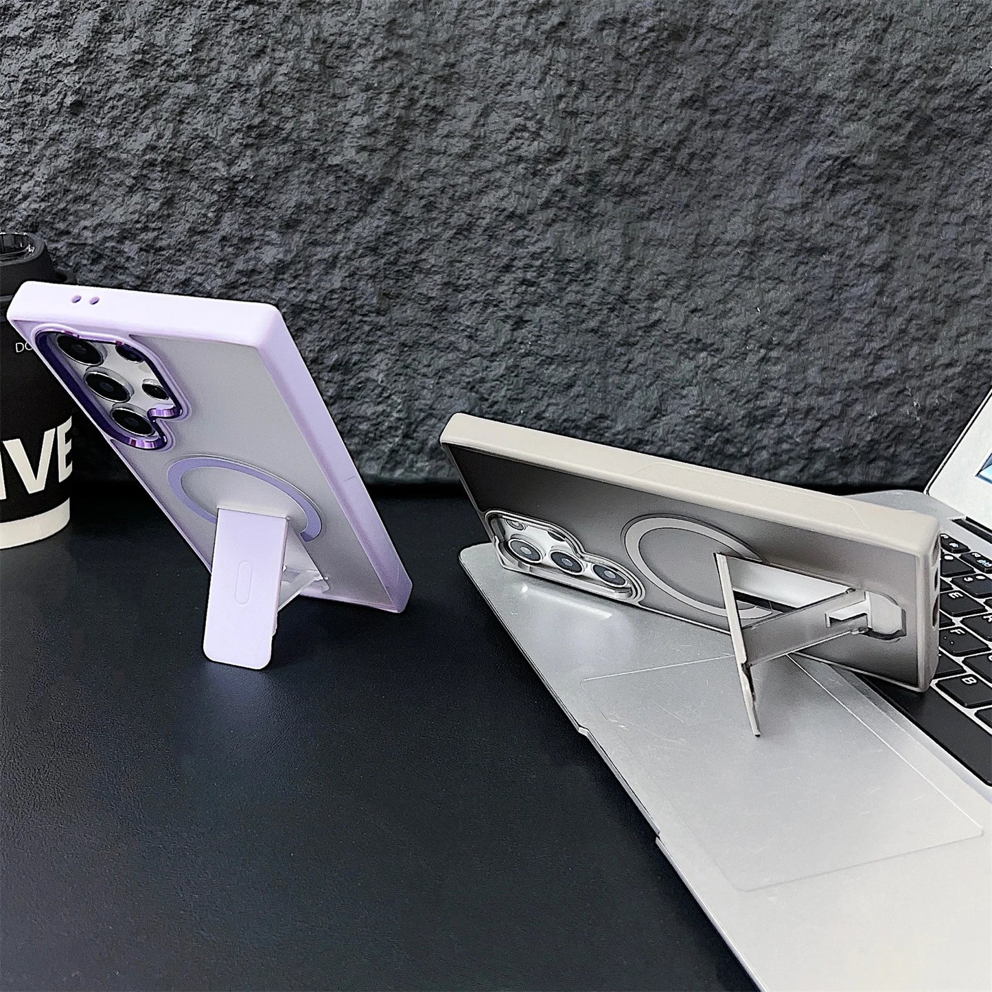 Frosted Elegance Kickstand Magnetic Case - Samsung