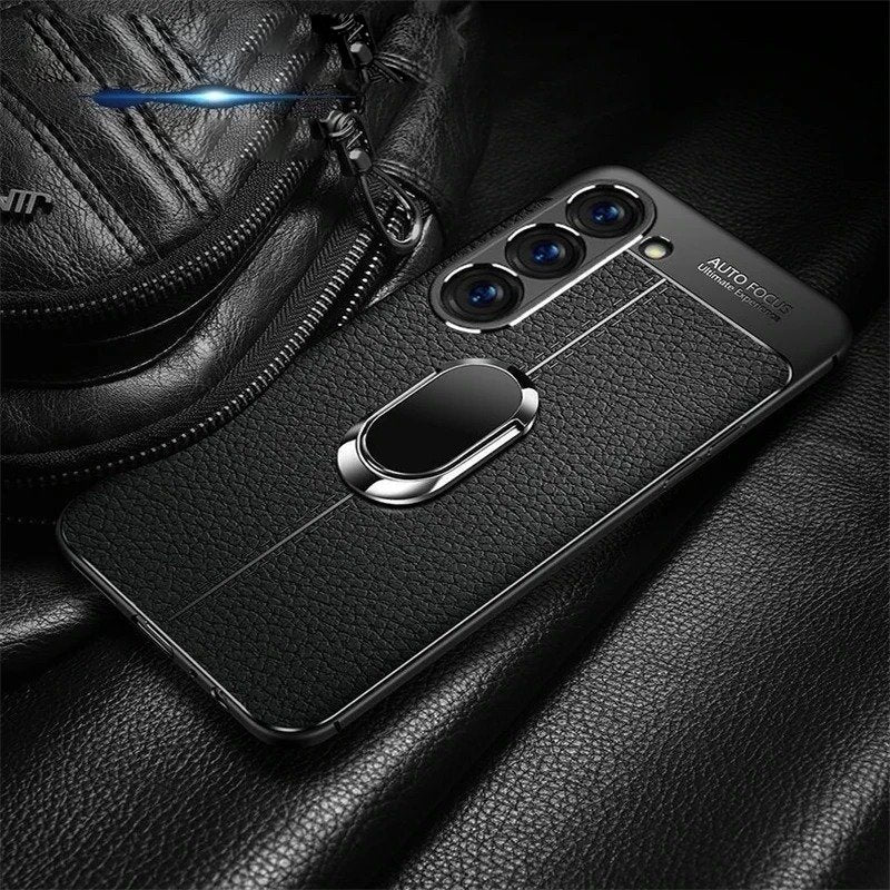 Sleek Urban Leather Ring Holder Case - Samsung