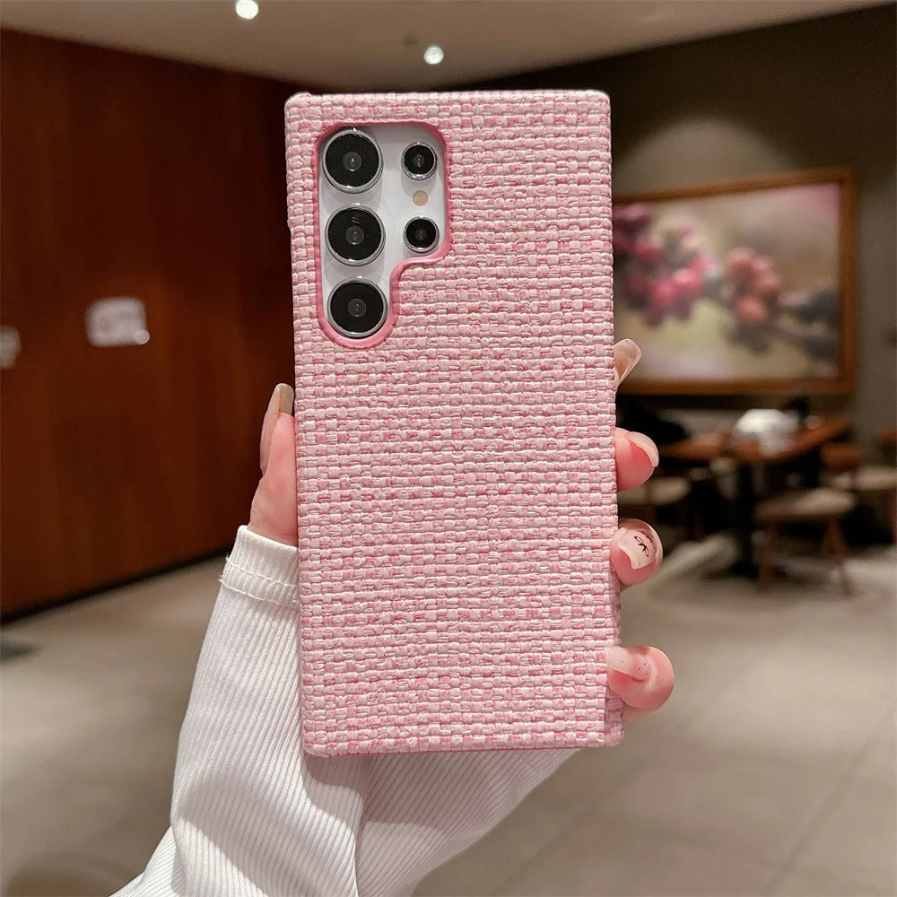Plush Plain Canvas Fabric Pattern Case - Samsung