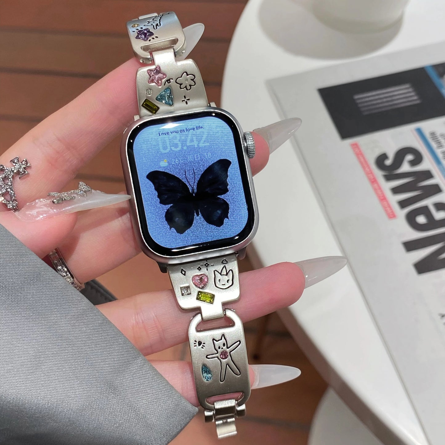 Glossy Cat Metal Band For Watch