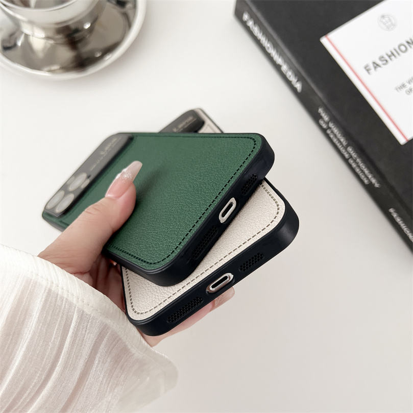 Luxury Glass Lens Window Leather Case - iPhone