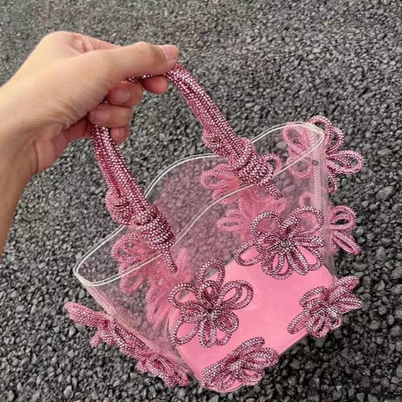 Bloom Rhinestone Pellucid Handbag