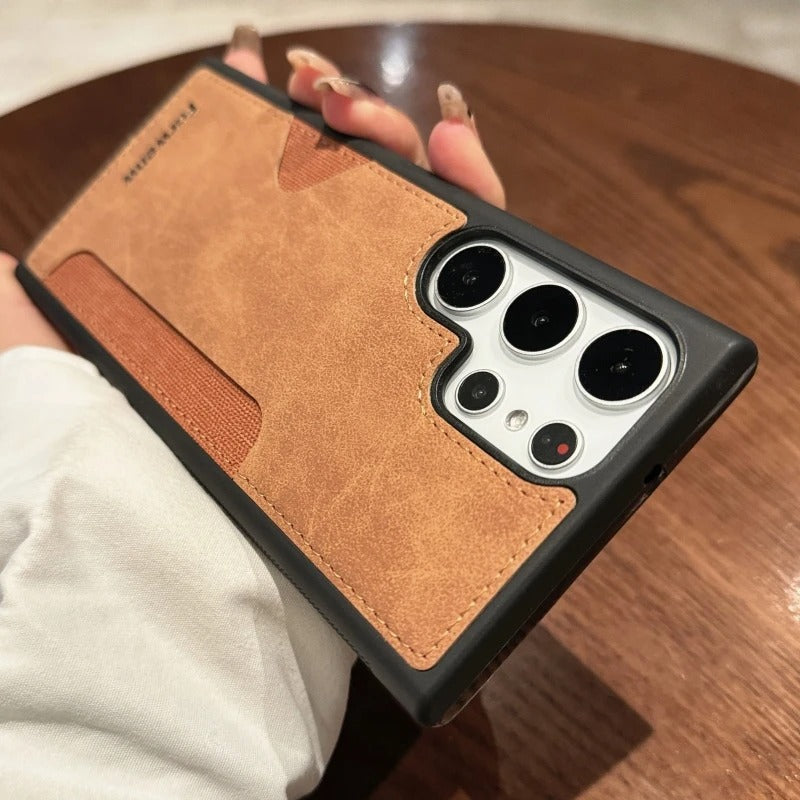Premium Leather Card Holder Case - Samsung