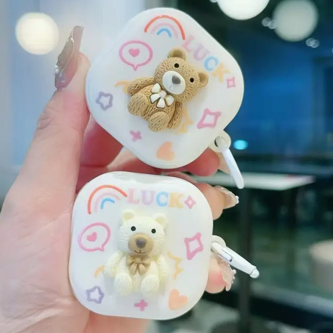 Adorable Bow Bear Earbuds Case For Galaxy Buds