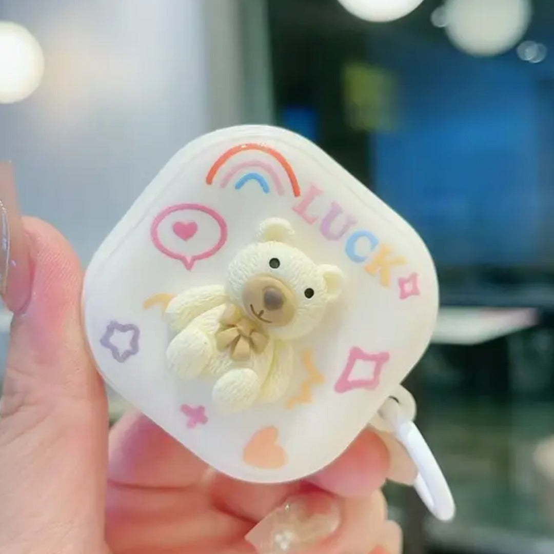 Adorable Bow Bear Earbuds Case For Galaxy Buds
