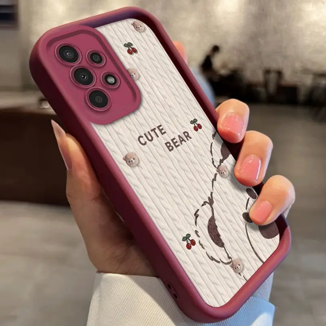 Comfort Knit Texture Bear Pattern Case - Samsung