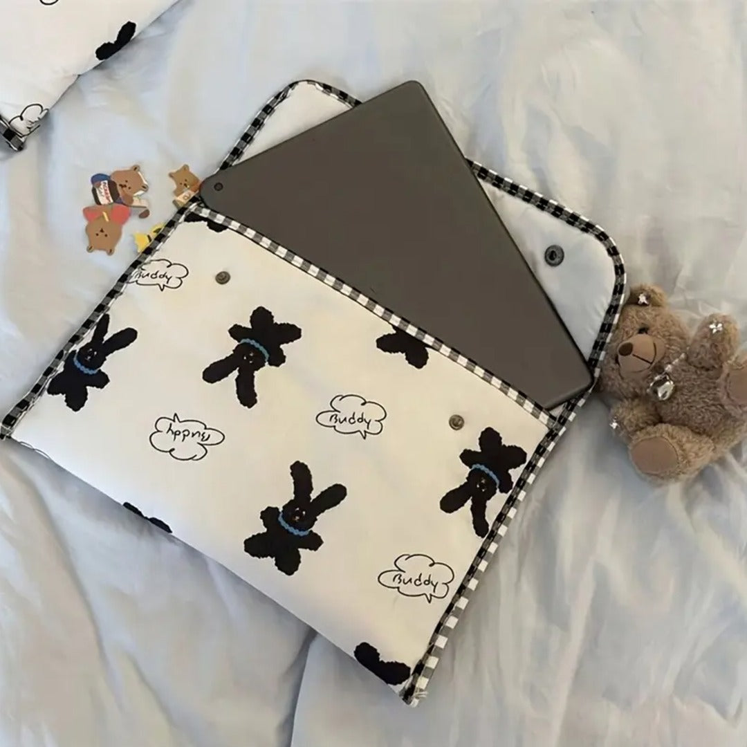 Adorable Bunny Print Quilted MacBook Bag