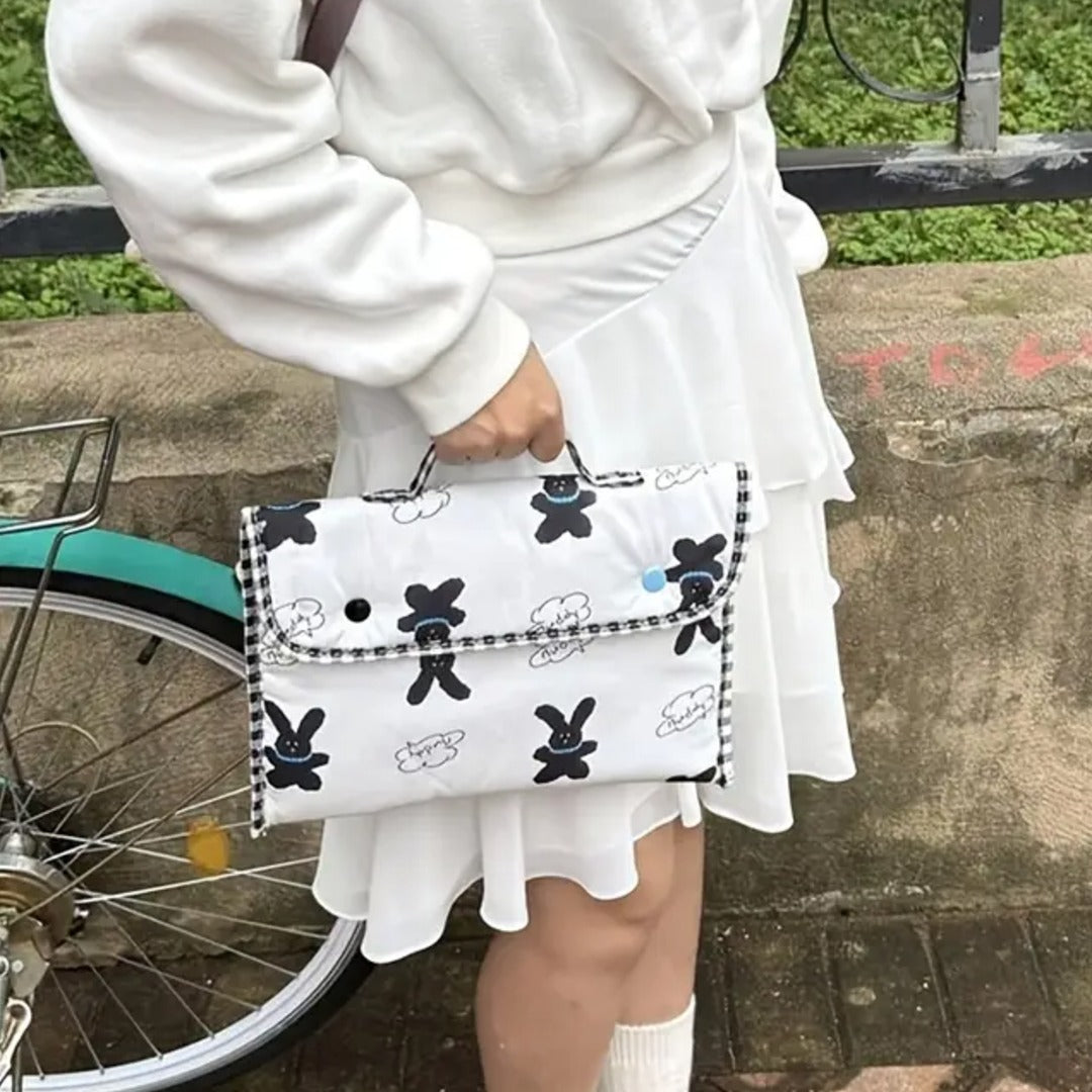 Adorable Bunny Print Quilted MacBook Bag