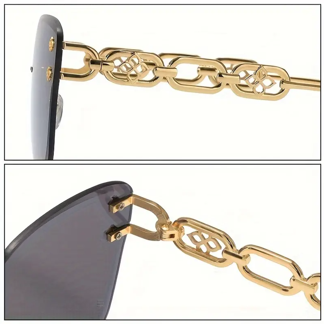 Exquisite Gradient Cat-Eye Rimless Summer Shades