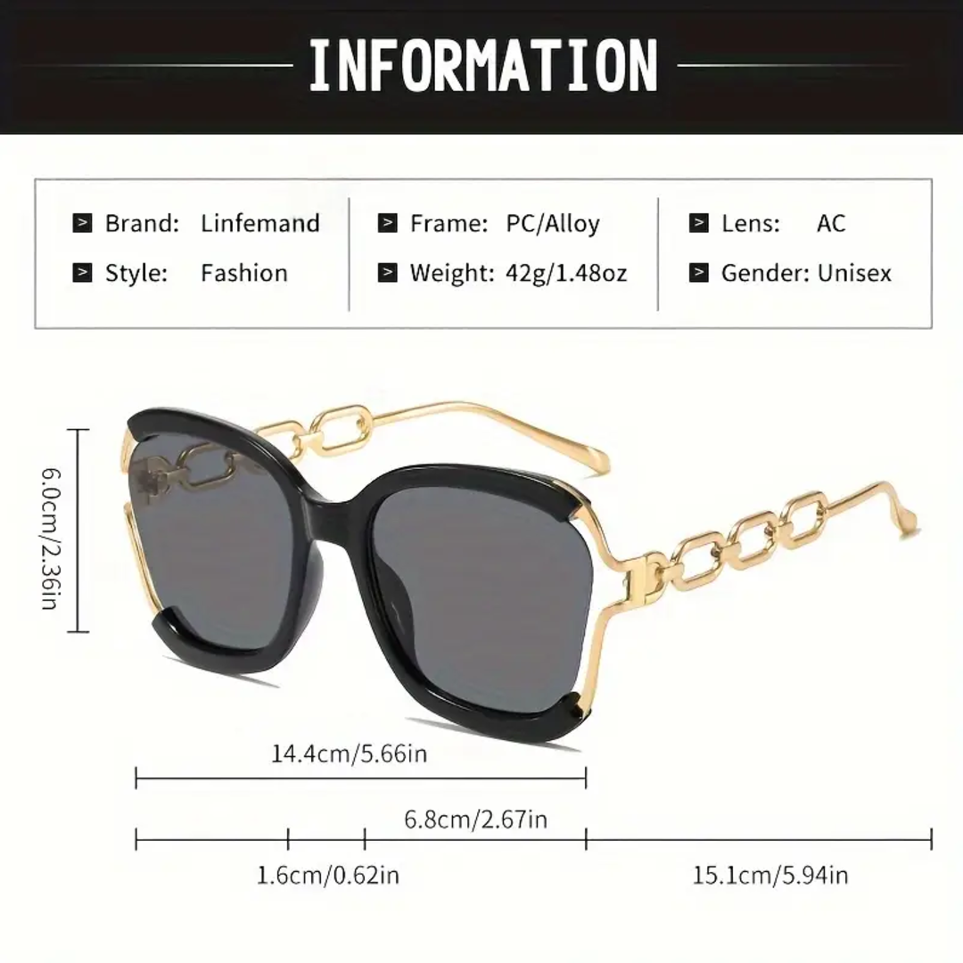 Elegant Metal Chain Semi-Rimless Shades