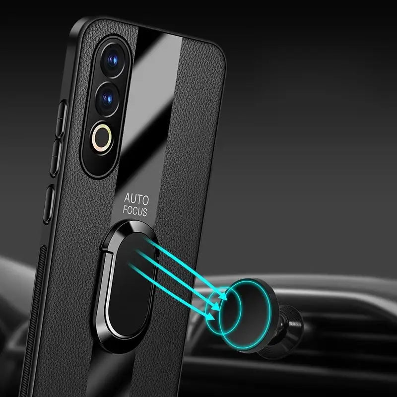 OnePlus Nord CE 4 Plexiglass Luxury Leather Ring Case