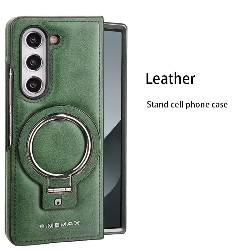 Galaxy Z Fold Series Luxury Ring Holder Leather Case