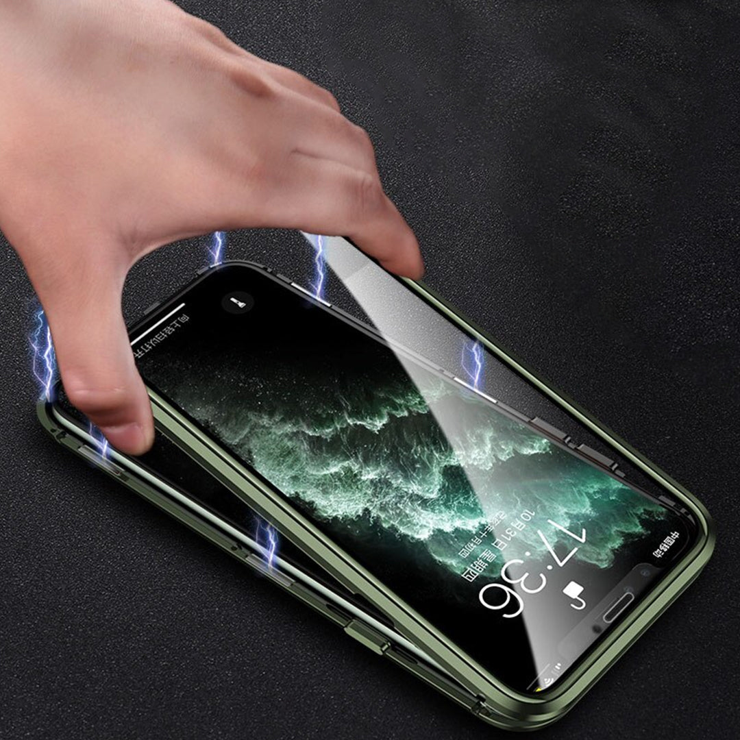 Auto Fit Magnetic Glass Camera Protective Case - iPhone