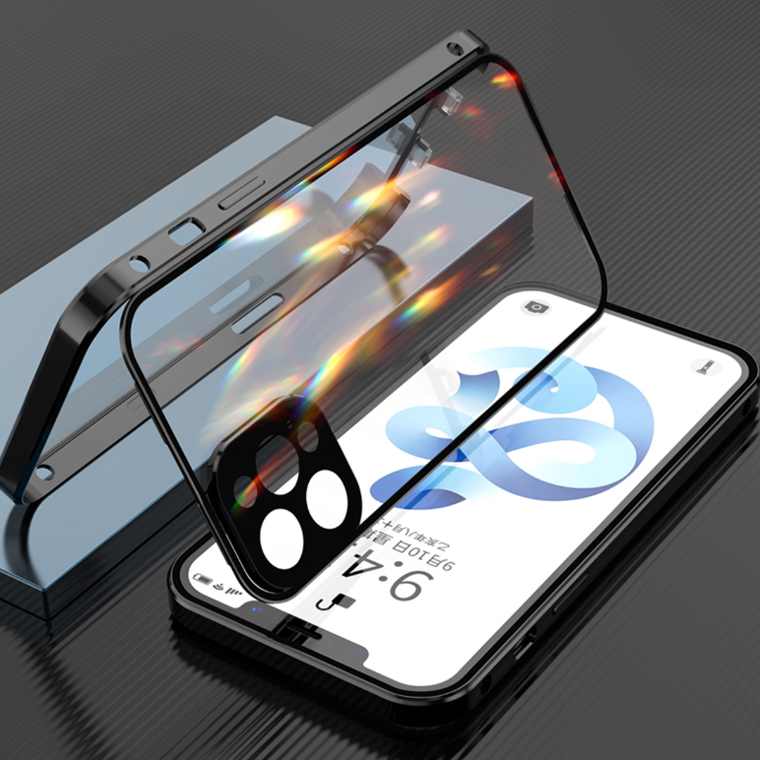 Auto Fit Magnetic Glass Camera Protective Case - iPhone
