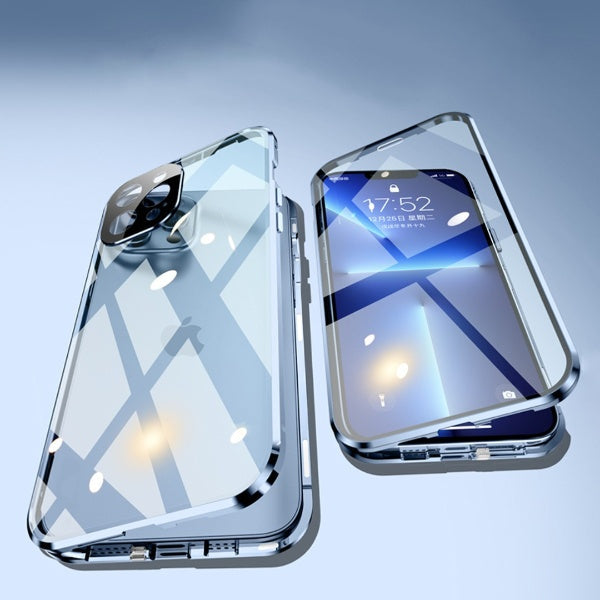 Auto Fit Magnetic Glass Camera Protective Case - iPhone