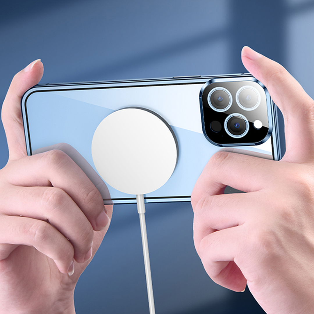 Auto Fit Magnetic Glass Camera Protective Case - iPhone