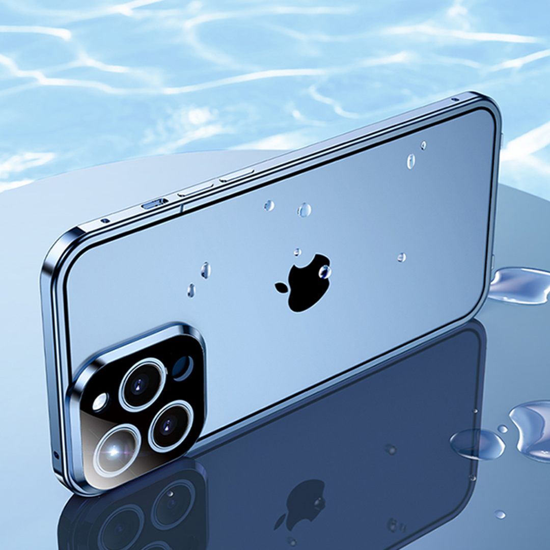 Auto Fit Magnetic Glass Camera Protective Case - iPhone
