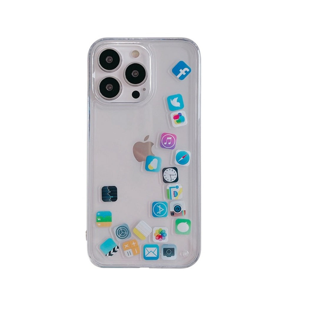 iPhone Series Floating Icons Liquid Gel Shockproof Case