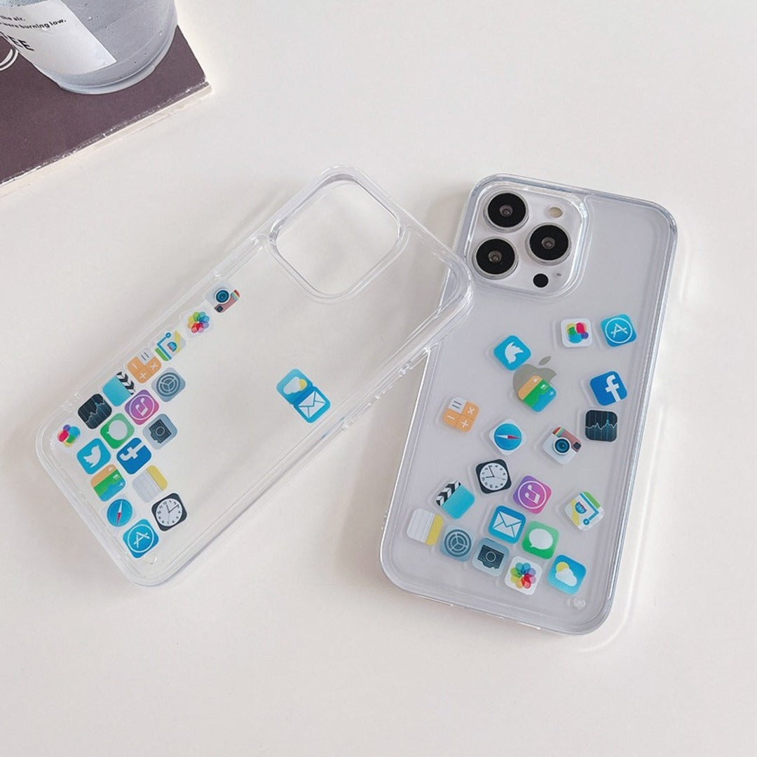 iPhone Series Floating Icons Liquid Gel Shockproof Case