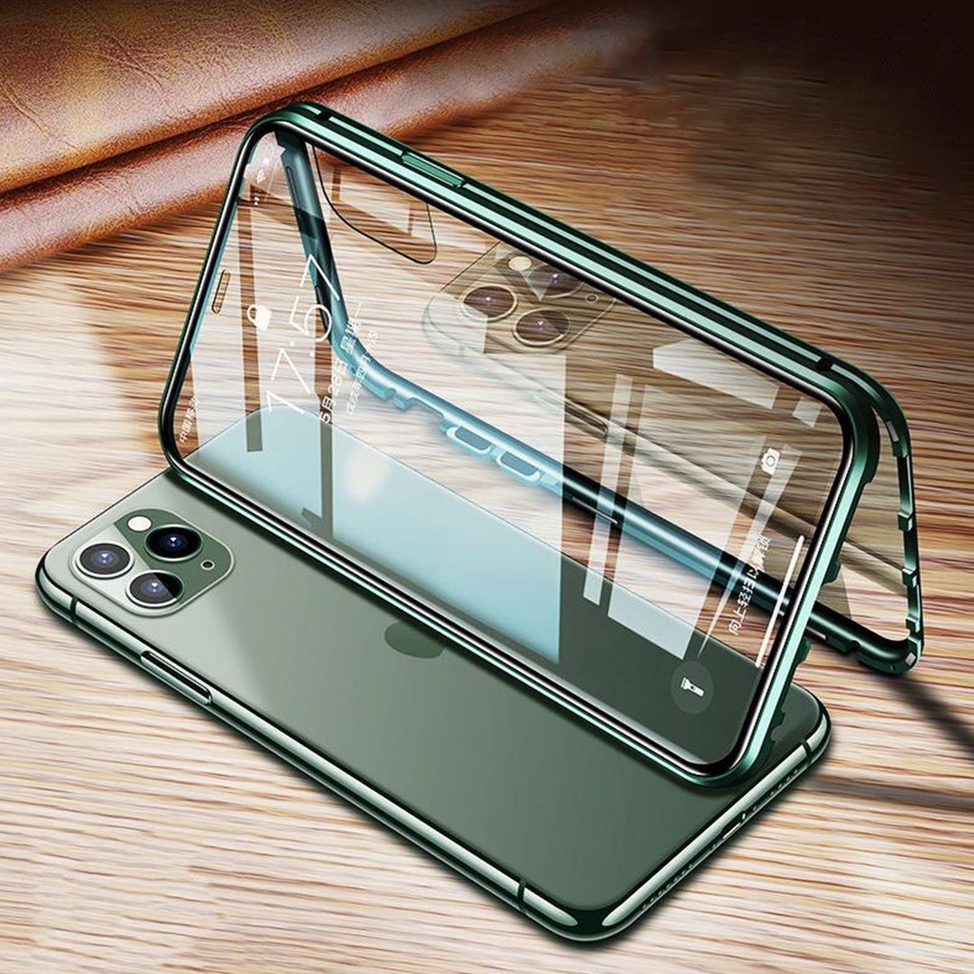 Auto Fit Magnetic Glass Camera Protective Case - iPhone