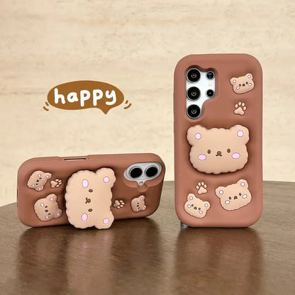 Cute Stand Bear Phone Case - Samsung