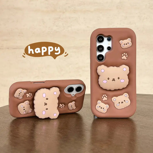 Cute Stand Bear Phone Case - Samsung
