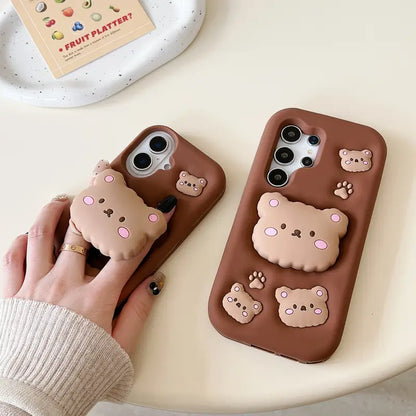 Cute Stand Bear Phone Case - Samsung