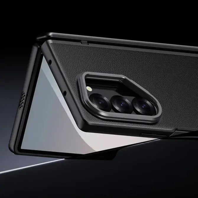 Galaxy Z Fold Series Luxury Lens Holder Leather Case