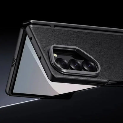 Galaxy Z Fold Series Luxury Lens Holder Leather Case