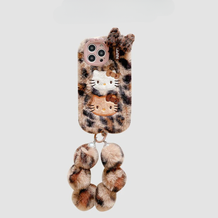 Leopard Plush Hello Kitty Case