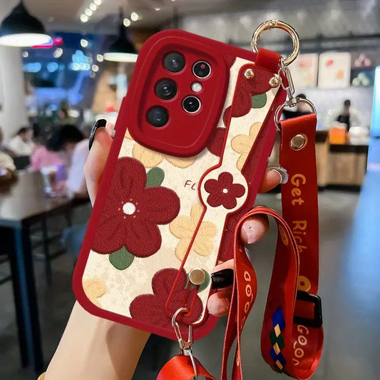 Floral Silicone Crossbody Case - Samsung