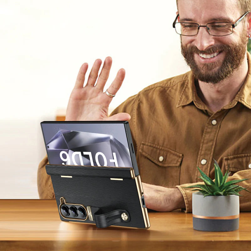 Galaxy Z Fold Series Luxury Wristband Business Leather Case