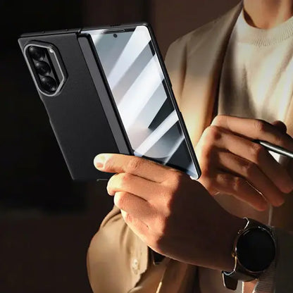 Galaxy Z Fold Series Luxury Lens Holder Leather Case