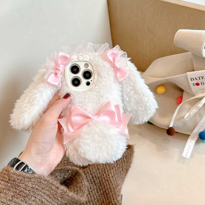 Fluffy Bunny Bow Ribbon Case