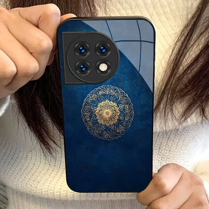 Gold Bloom Floral Tempered Glass Case - OnePlus